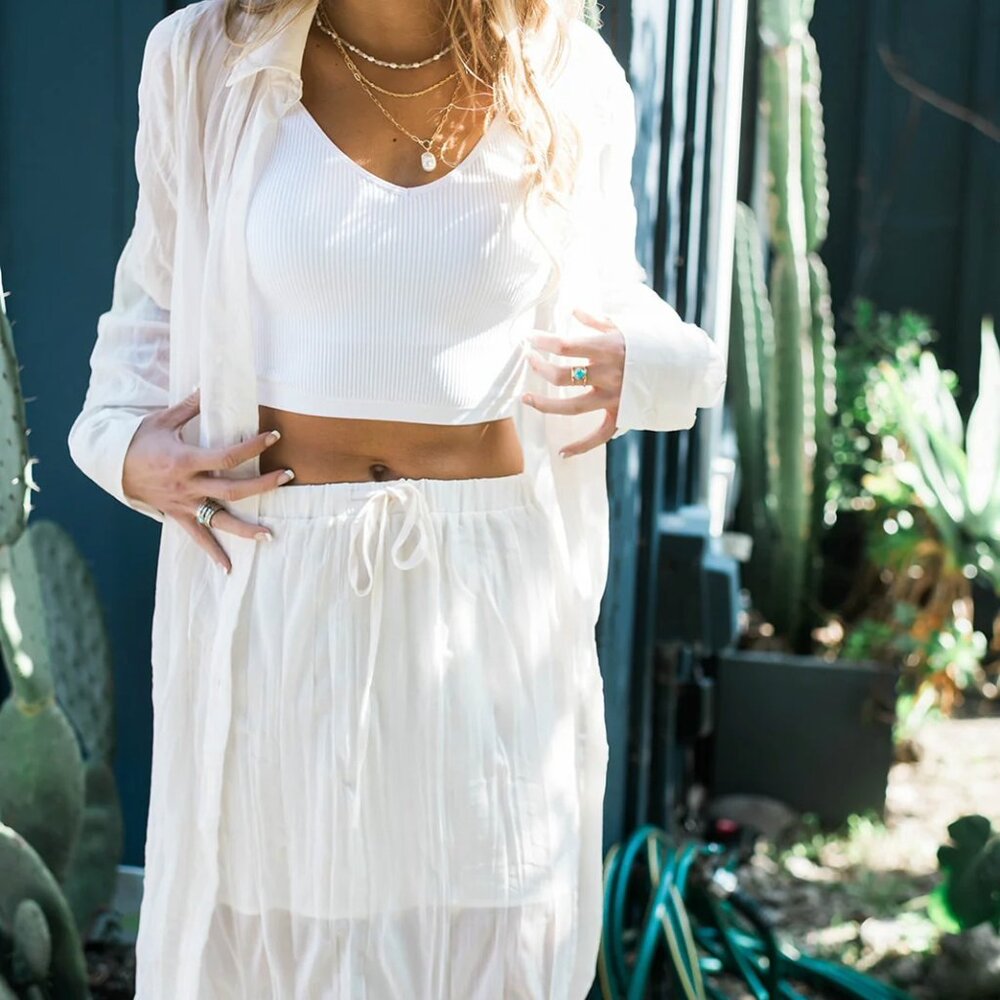 Le Lis Collection White Sheer Cover-Up & Maxi Skirt – Size M/S – Lightweight